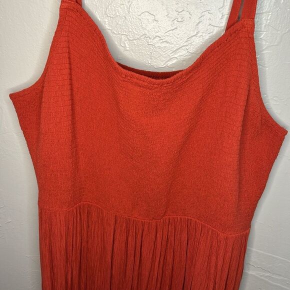 Old Navy Burnt Orange Smocked Cami Maxi Dress Women’s Size XL With Pockets - Picture 2 of 6